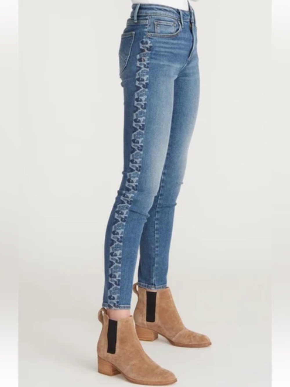 Driftwood Jeans Size 31 Jackie Skinny High Rise Embroidered Cheetah Side Stripe